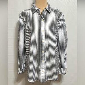 NWT Style & Co. Navy and White Striped Button-Down Shirt Size M